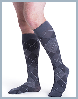 Sigvaris 830 Series Microfiber for Men and Women - Grey Argyle for Men pictured